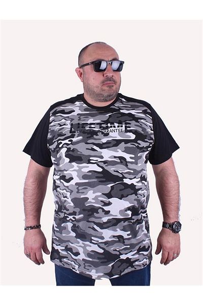 Starbattal Men's Big Size Shoulder Line Camouflage T-Shirt 23147 Fume