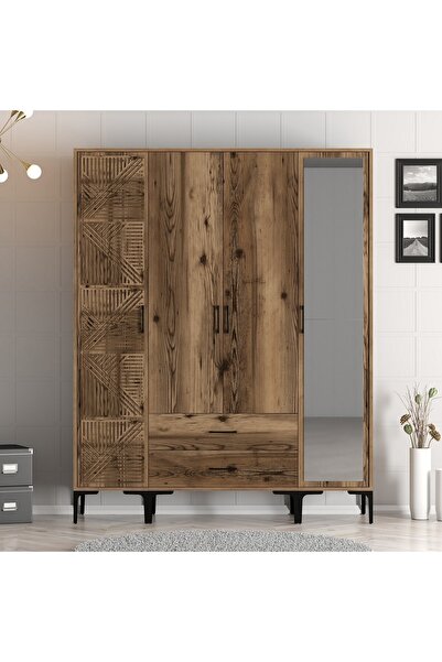 Variant Mobilya Kumsal 4 Kapılı Gardrop Ptr - Ceviz