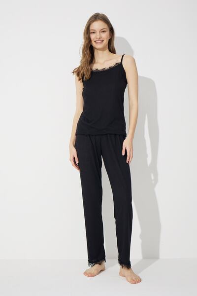 Siyah İnci Set halat de baie tricotat subțire Soft Touch 3 piese - negru