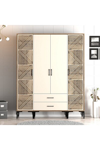 Variant Mobilya Kumsal 4 Kapılı Gardrop Ptp - Krem