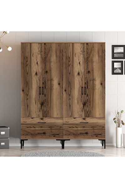 Variant Mobilya Kumsal 4 Kapılı Gardrop Tt - Ceviz