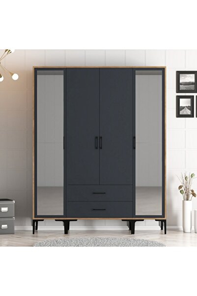 Variant Mobilya Kumsal 4 Kapılı Gardrop Rtr - Antrasit