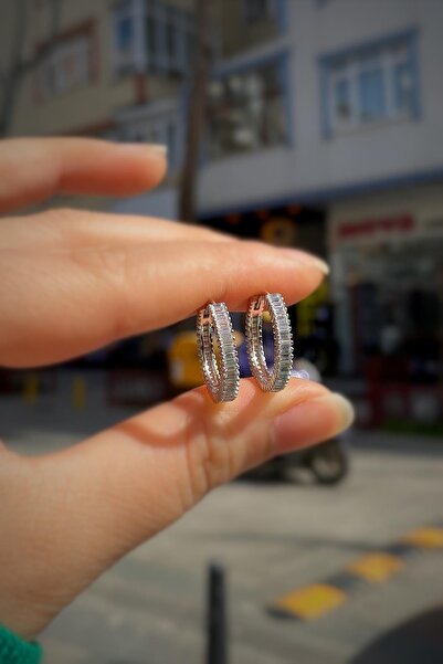 Erer Gümüş Gümüş Baget Taşlı Iç Çapı 15 Mm Halka Küpe Dy78e51