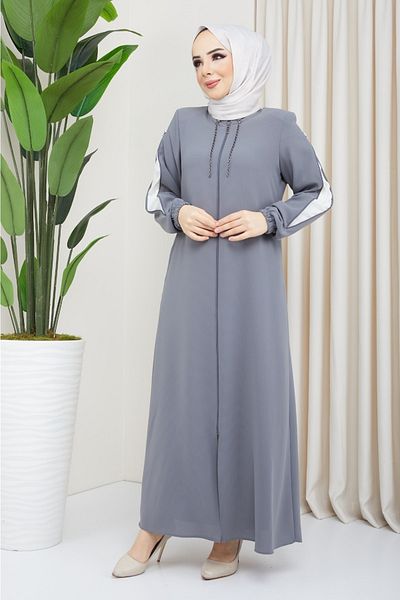KMKkombin Women's Overcoat with Sleeve Zipper and Front Chain