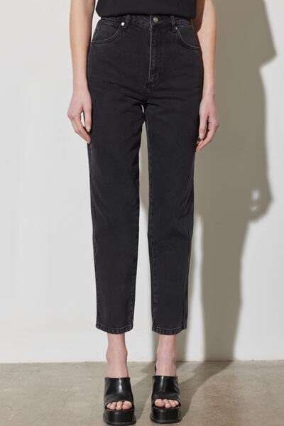 WRANGLER Mom Fit High Waist Skinny Leg 100% Cotton Vintage Cut Women's Black Jean Denim Jeans