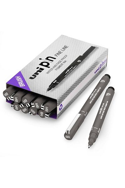 UNİ-BALL Uni Pin Fineliner Drawing Pen - Dark Gray Ink - Brush-brush Tip-1 Piece