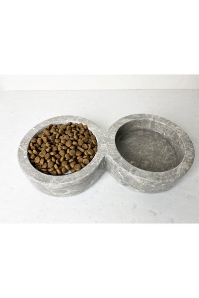 Modestmarluxury Doğal Mermer Köpek-kedi Mama Ve Su Kabı
