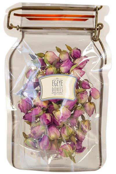 EGEYE DÖNÜŞ 25 gr.Gonca Pink Bud Dried Rose - Jar Appearance Ziplock Bag
