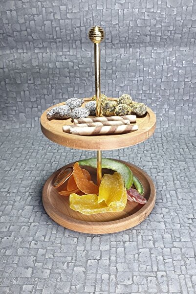 kozawoodart Ahşap Katlı Kurabiyelik Oval Kz10121