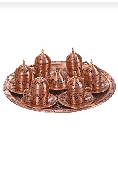 Gönül Accessory Bakır Üzüm Işlemeli Türk Kahve Fincanı Takımı 6 Kişilik Ağır ...