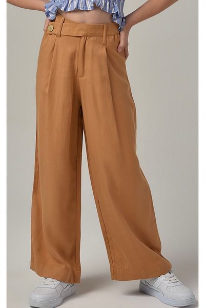 Çikoby Girl's Mustard Plaszo Trousers
