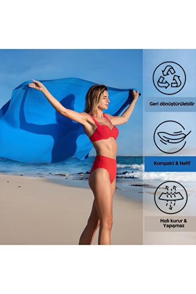 MORDRY Πετσέτα παραλίας από μικροΐνες, αθλητική πετσέτα, πετσέτα μπάνιου εύκολη στη μεταφορά, γαλάζιο