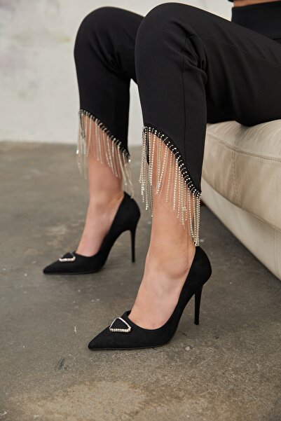 AYAKKABI PRENSİ حذاء نسائي من Alloga مصنوع من الجلد السويدي الأسود بطول 10 سم...