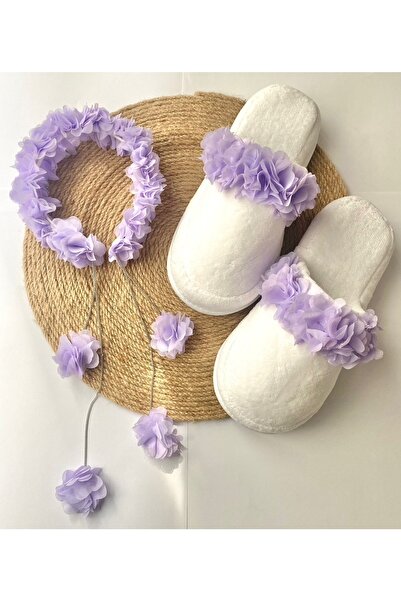 irembaby Anne Lohusa Seti Lila Sarkan Küpeli Çiçekli Lohusa Tacı Ve Terlik Lo...