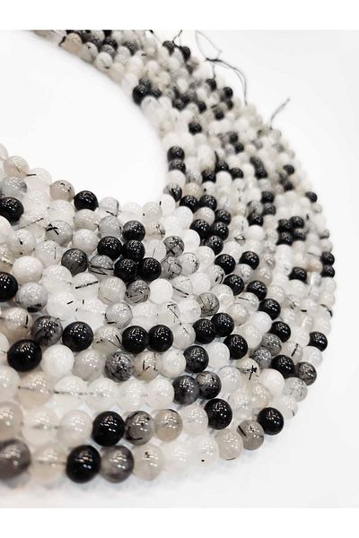 Yüksel Boncuk 8 Mm Rutil Quartz Natural Stone String (Needled Quartz)