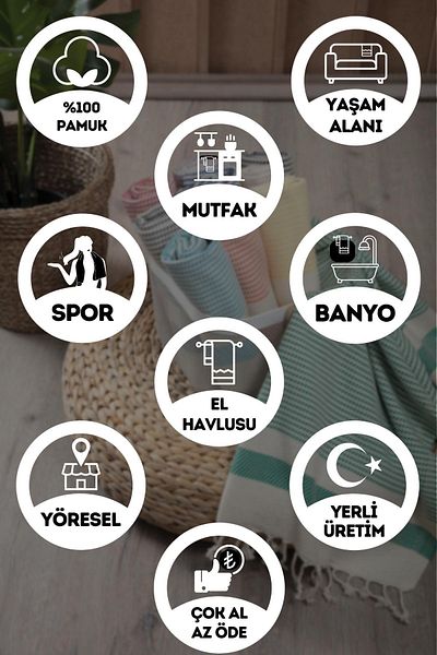EGEYE DÖNÜŞ Traditional Towel Cotton Fabric Drying Cloth Peşkir Set of 5