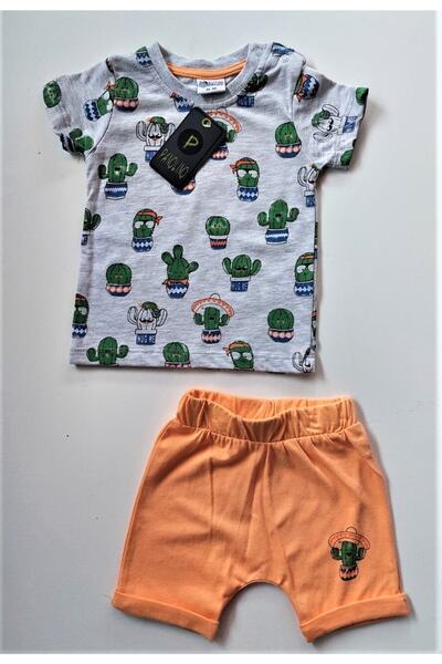 Panolino Baby Boy 100% Cotton&cotton Orange Color T-shirt Shorts Bottom Top 2 Piece Set 4801-g