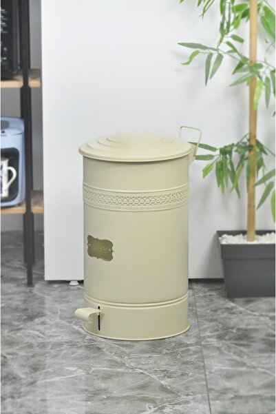 Yıldıray Metal Ucuzzavm 30 Lt Pedallı Çöp Kovası Krem