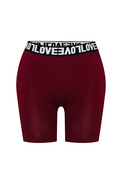 HNX Burgundy Love Rubber Cotton Women's Tights Shorts