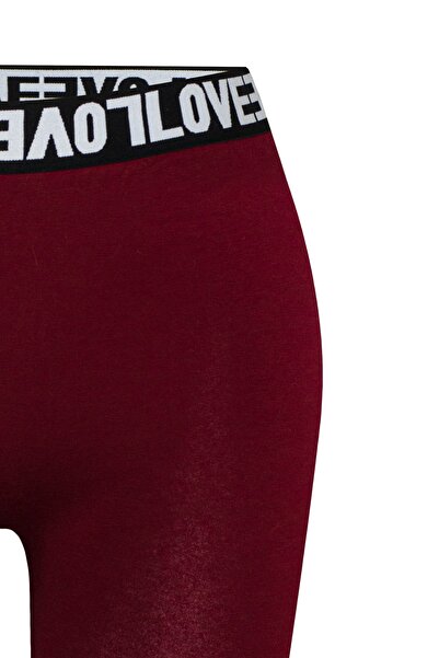 HNX Burgundy Love Rubber Cotton Women's Tights Shorts