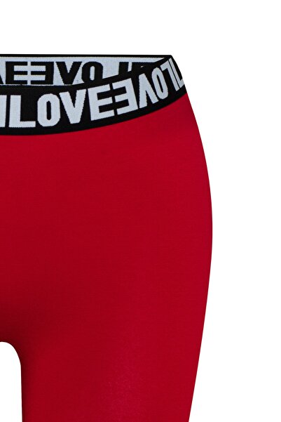 HNX Red Love Elastic Cotton Women's Tights Shorts