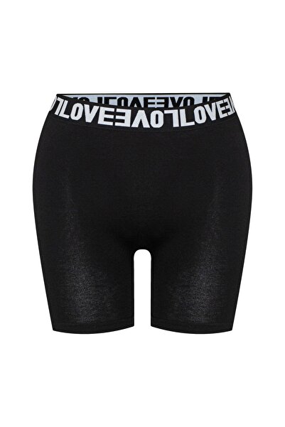 HNX Black Love Elastic Cotton Women's Tights Shorts