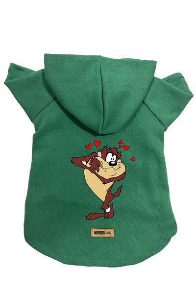 Monopetz Hooded Fleece Sweatshirt Dog And Cat Outfit & Dress - Green New Tasmanian Devil