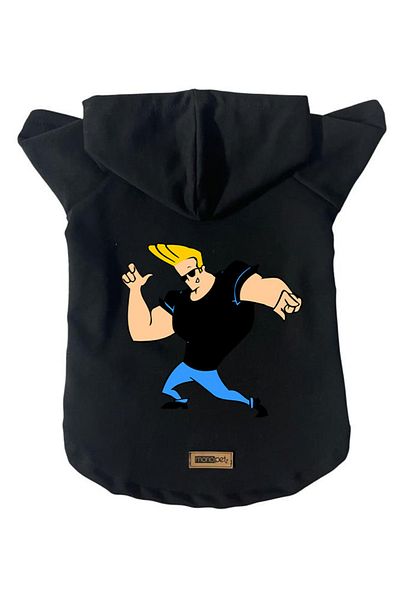 Monopetz Hooded Fleece Sweatshirt Dog And Cat Outfit & Dress - Black Johny Bravo
