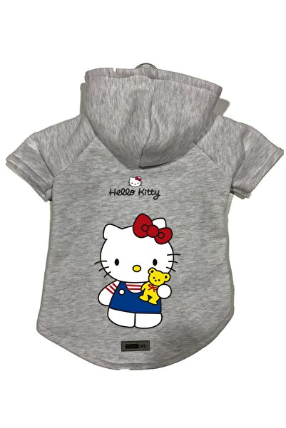 Monopetz Hooded Fleece Sweatshirt Dog And Cat Outfit & Dress - Gray Hello Kitty