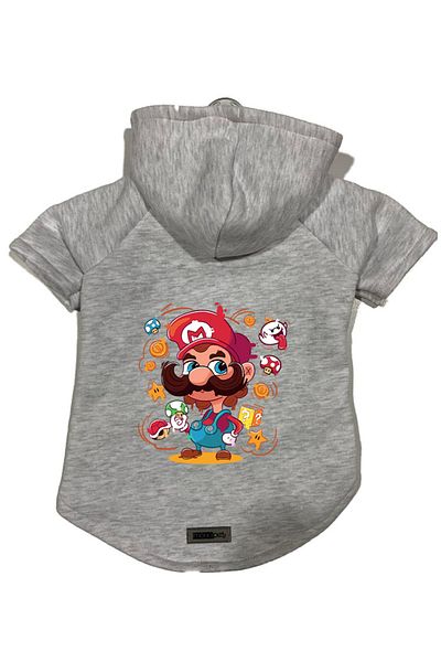 Monopetz Hooded Fleece Sweatshirt Dog And Cat Outfit & Dress - Gray Mario