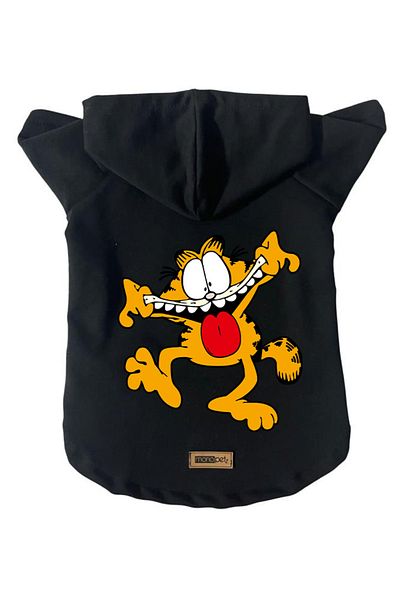 Monopetz Hooded Fleece Sweatshirt Dog And Cat Outfit & Dress - Black New Garfield