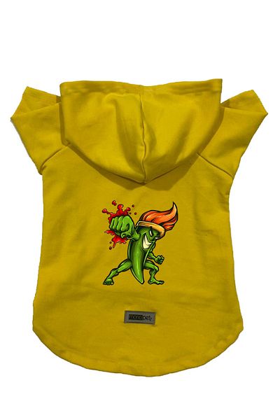 Monopetz Hooded Fleece Sweatshirt Dog And Cat Outfit & Dress - Yellow Brush Fighter