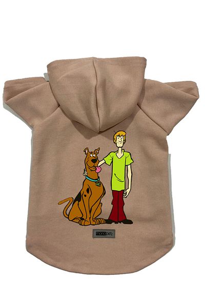 Monopetz Hooded Fleece Sweatshirt Dog And Cat Outfit & Dress - Beige New Scooby Doo