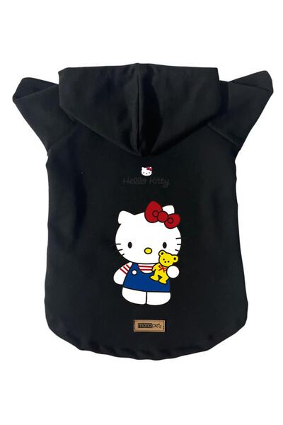 Monopetz Hooded Fleece Sweatshirt Dog And Cat Outfit & Dress - Black Hello Kitty