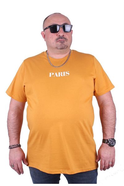 MocGrande Μπλουζάκι με λαιμόκοψη σε μεγάλο μέγεθος Paris 23105 Mustard