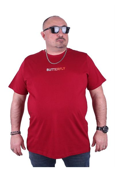 MocGrande Tricou Plus Size Decolteu Fluture 23107 Roșu Claret