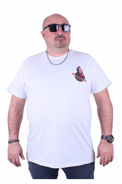 MocGrande Λευκό μπλουζάκι με λαιμόκοψη σε μεγάλο μέγεθος - Fly In The Sky 23110