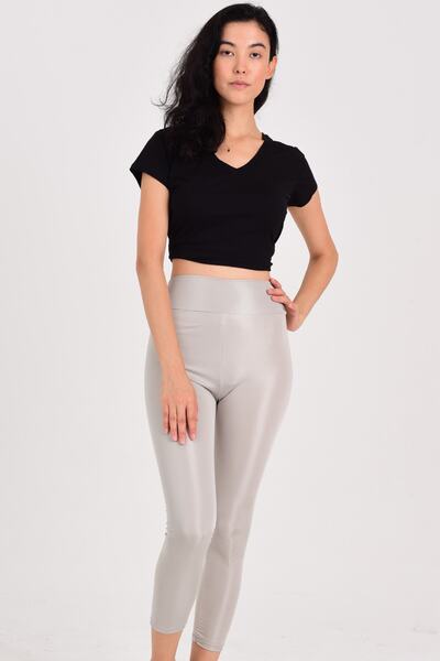 fehika Γυναικείο Stretchy Lifting Disco πλεκτό αθλητικό κρεμ ψηλόμεσο κολάν