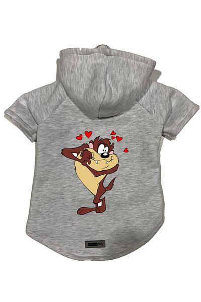 Monopetz Hooded Fleece Sweatshirt Dog And Cat Outfit & Dress - Gray New Tasmanian Devil