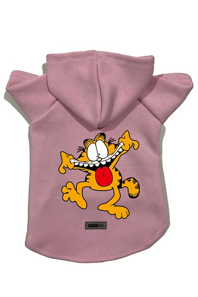 Monopetz Hooded Fleece Sweatshirt Dog And Cat Outfit & Dress - Pink New Garfield