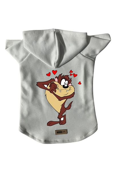Monopetz Hooded Fleece Sweatshirt Dog And Cat Outfit & Dress - White New Tasmanian Devil