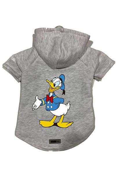 Monopetz Hooded Fleece Sweatshirt Dog And Cat Outfit & Dress - Gray Donald
