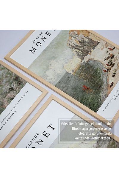 HOMEPACK Комплект от 3 рамкирани класически произведения от естествено дърво, ламинат, абстрактни, Клод Моне, 30x40см, 40x60см, Hpn135