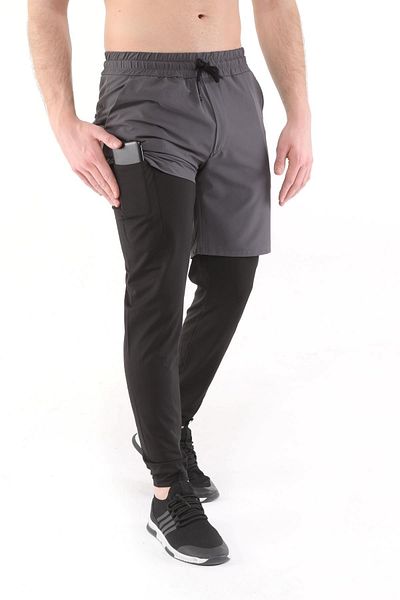 GHASSY CO. Men's Running Quick Dry Micropoly Turf Training Fitness Long Tights Outdoor Shorts