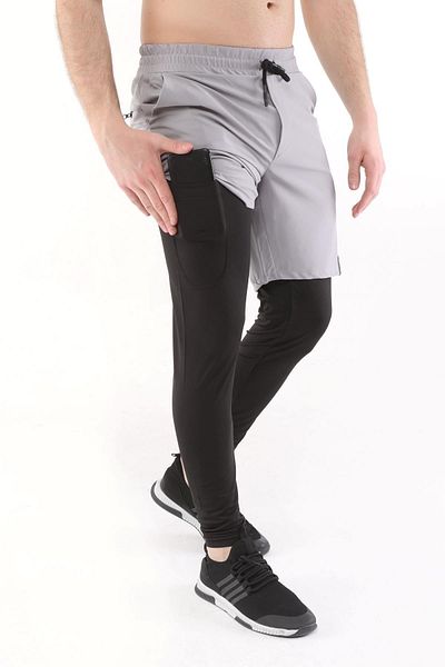 GHASSY CO. Men's Running Quick Dry Micropoly Turf Training Fitness Long Tights Outdoor Shorts