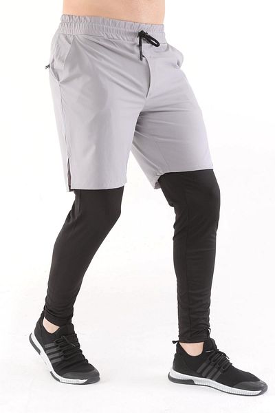 GHASSY CO. Men's Running Quick Dry Micropoly Turf Training Fitness Long Tights Outdoor Shorts