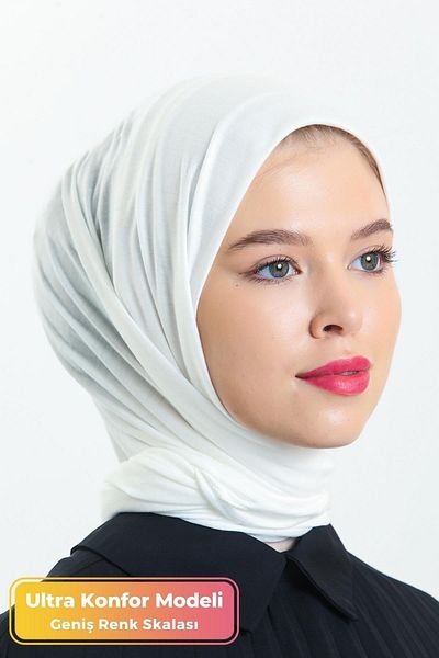 Didari Butik Comfortable Practical Special Series Combed Cotton Hijab Scarf Wrinkle-Free & Does Not Require Ironing Plain Single Color Shawl Cream