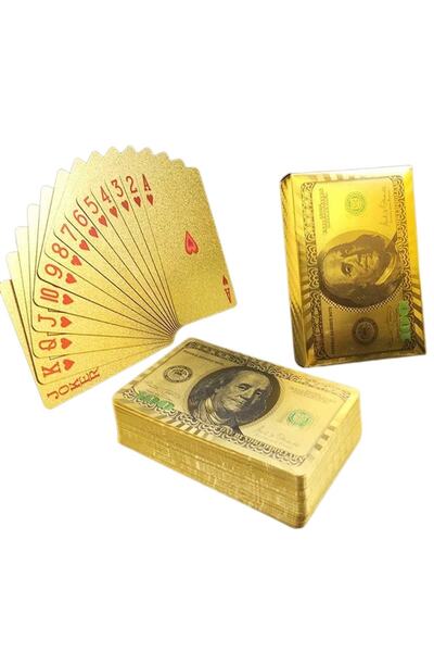 Schulzz Bossvegas Dolar Şeklinde Su Geçirmez Pvc Altın Iskambil Kartı Seti