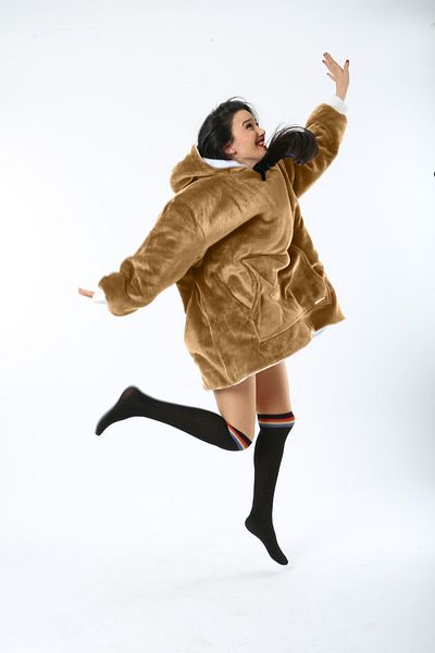 Marco Brown Dark Brown Wearable Blanket - Double Sided Soft Plush Gift Bag