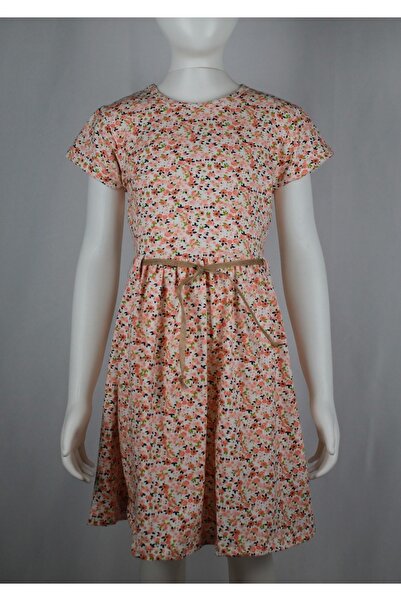 ESTE BUTİK Short Sleeve Floral Combed Cotton Girl's Dress